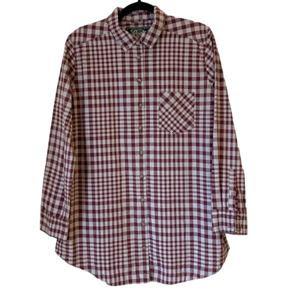 ORIGINAL ROOTS Canada Authentic Sporting Goods Plaid Button Down Blouse Size XL